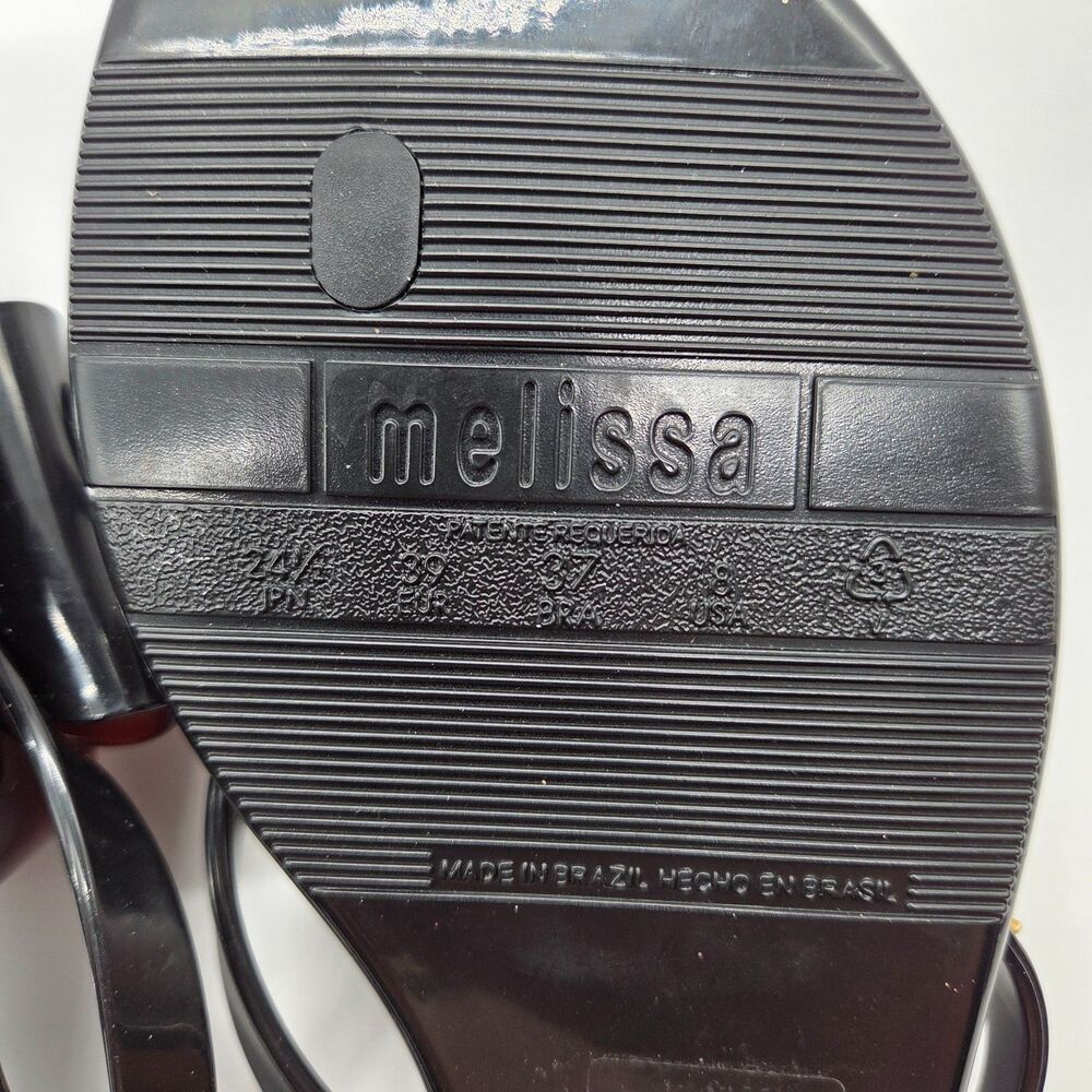 MELISSA Harmonic Bow IX Sandal Tortoise Black Thong Size 8 - Picture 6 of 6